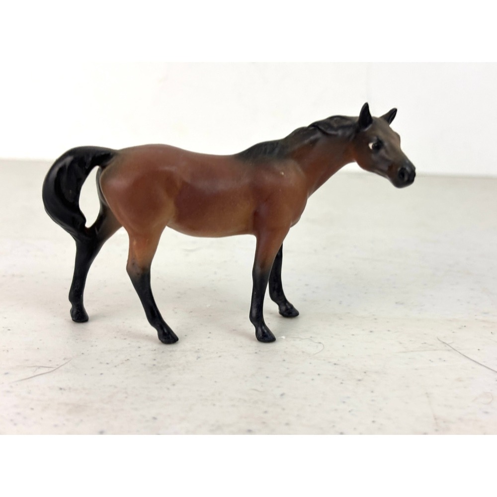 Vintage Bay Horse Ceramic Figurine Matte Brown Black Model Horse 4"